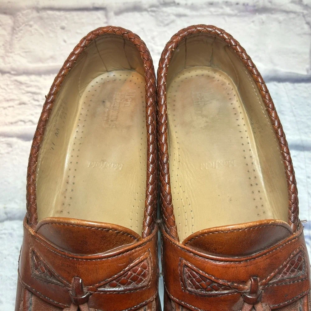 Allen Edmonds Maxfield Loafers Mens 11 AA Chili Brown Leather Narrow Tassels